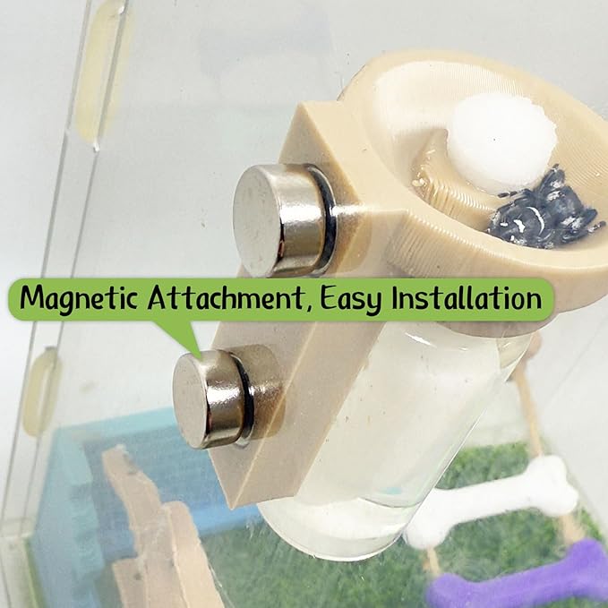 Jumping Spider Water Dispenser, Magnetic Hanging Feeder,Suitable for Jumping Spiders,Tarantulas, Praying Mantises,Arboreal Animals, and Other Small Animal Enclosure Accessories (Wood Color, 10ML)