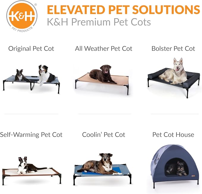 K&H Elevated Dog Bed Pet Cot Pad (Cot Sold Separately), X-Large 50x32 Tan | Pillow-Top Comfort for K&H Extra Large Raised Dog Bed, Soft & Fluffy Fleece, Secure Fit Straps, Machine Washable, Portable