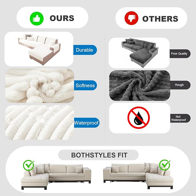 FUANGUI 2 Pack Waterproof Couch Cover for Dogs for Sectional Sofa | Washable Pet Couch Covers for Pets, Non Slip 2 PCS L Shaped Sofa Slipcover, Sofa Covers for 3 Cushion Couch Sofa Pet Friendly