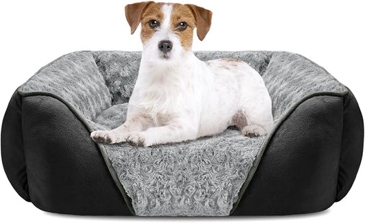 Medium Dog Bed Rectangle Washable Orthopedic Soft Calming Sleeping Pet Cuddler with Anti-Slip Bottom