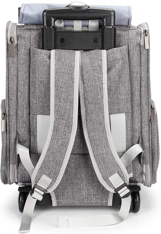 Pet Rolling Carrier, Dog Backpack with Wheels,Cats,Puppies Travel Bag with Wheels,Dog Trolley(Grey)