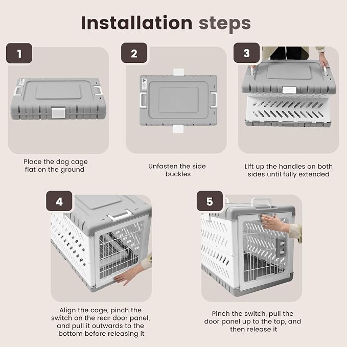 Collapsible Dog Crate for Large/Medium Dogs - 36" L Foldable Dog Cage No-Tool Assembly, Travel Dog Crate with 2 Wheels - Easy to Carry, Space-Saving, Indoor Outdoor Use, 36.4"(L) x22.84(W) 25.8"(H)