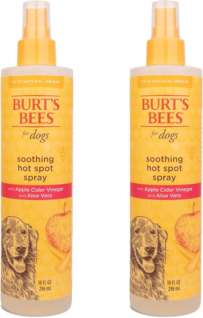 Burt's Bees for Pets Hot Spot Spray for Itchy Dogs with Apple Cider Vinegar and Aloe Vera, Soothes Itchy Skin, 95% Natural Origin Formula, Unscented, pH Balanced, 10 Fl Oz - 2 Pack