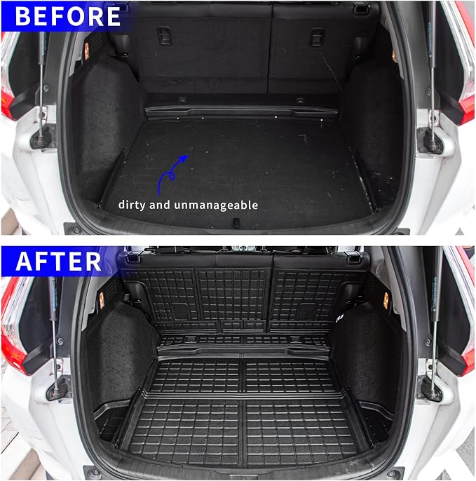 Rongtaod Floor Mats Compatible with 2017-2022 Honda CRV Cargo Mat Cargo Liner Trunk Mat Back Seat Cover Protector 2021 CR-V Accessories (Trunk Mats+Backrest Mats+Floor Mats)