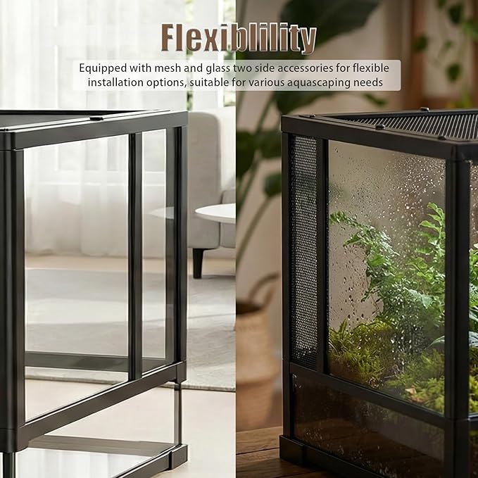 40 Gallon Reptile Tank: 36x18x18 Front Opening Reptile Enclosure with Door Lock Glass Terrarium with Three-Sided Screen Ventilation - Large Bearded Dragon Tank for Snake Turtle Gecko Lizard