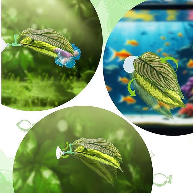 5Pcs Betta Hammock & Fish Toys Set, Betta Fish Tank Accessories Hammock Soft Aquarium Decor Plastic Plants with Suction Cups for Sleeping Resting Hiding Playing