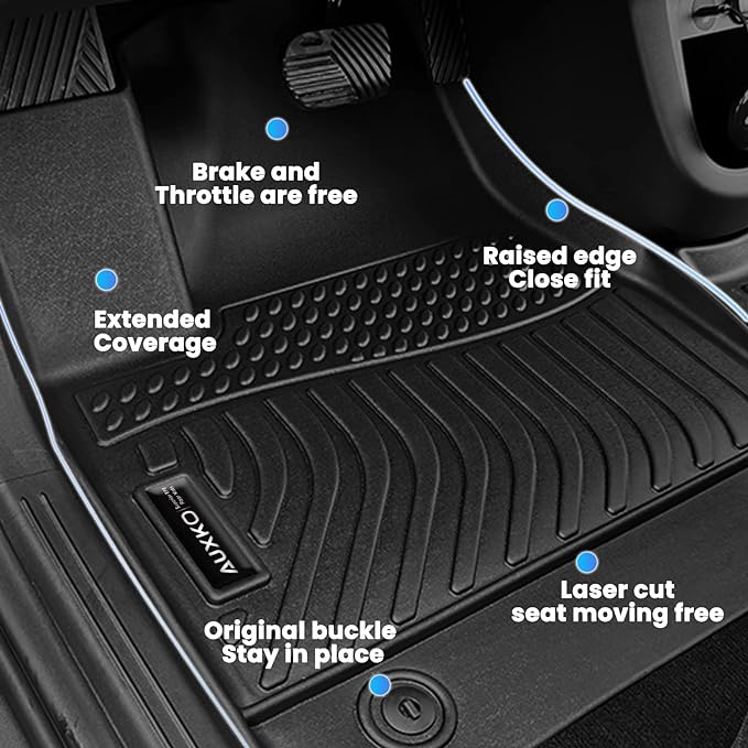 Auxko All Weather Floor Mats Fits for Toyota Prius & Prius Prime 2023 2024 2025 2026 TPE Rubber Liners Accessoires for Prius Odorless All Season Guard Anti-Slip Car Protector Mats Black