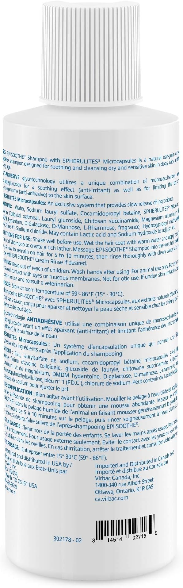 Virbac EPI-SOOTHE® Shampoo For Dogs, Cats & Horses (16 oz) - For Dry and Sensitive Skin