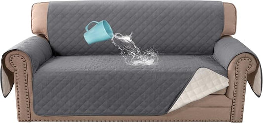 H.VERSAILTEX Loveseat Covers for 2 Cushion Couch Sofa Cover for Dogs 100% Waterproof Furniture Protector Cover with Elastic Straps for Pet Cat(Loveseat, Rocket Gray)