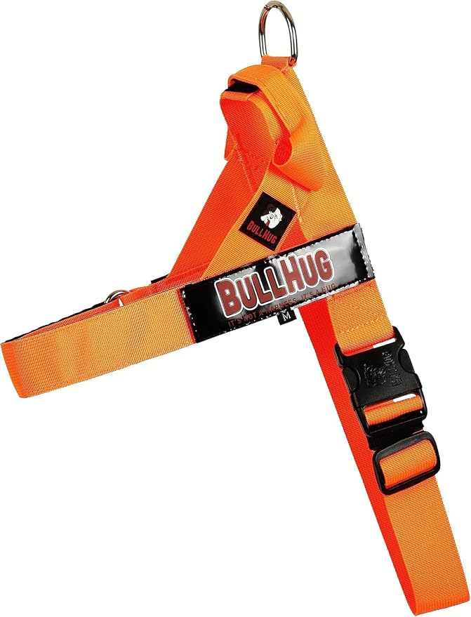 Adjustable Dog Harness– No Pull, No Choke – for English Bulldogs, French Bulldogs, Pugs & Broad-Chested Breeds – Easy, Safe Walks (NEON Orange, Medium)