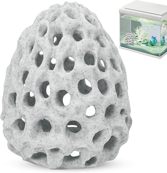 HINGTAI Shrimp Dome Hide Betta Habitat Fish Tank Tunnel with Suction Cup Aquarium Fish Cave Hideout Ornament Accessories for Shrimp Guppy Hiding Resting White