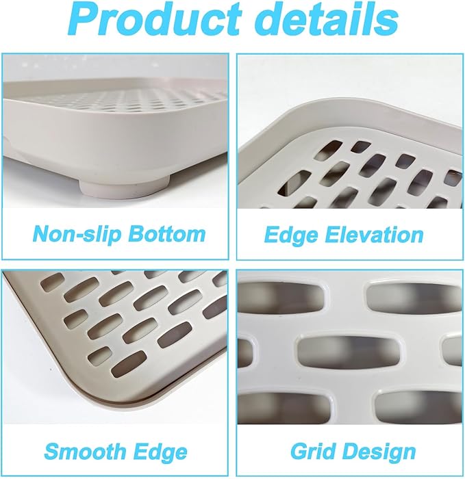 kathson Rabbit Litter Box, Bunny Potty Trainer Tray Guinea Pig Litter Box with Grid, Small Animal Toilet for Bunny Guinea Pigs Ferret Cats Chinchilla (Grey, Large)