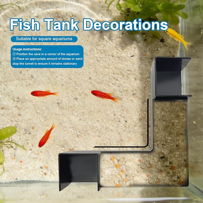 Black Aquarium Cave for Fish and Shrimp – Fish Tank Tunnel Hideout, Natural Decorative Tank Ornament for Betta, Shrimp, and Small to Medium Aquatic Tanks