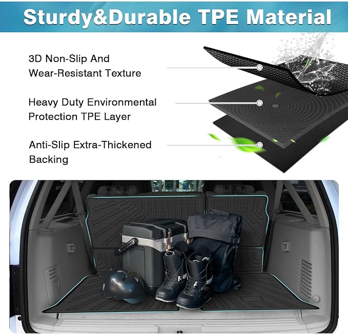 Mixsuper Cargo Liner for Ford Expedition/Lincoln Navigator 2003-2017 (Not fit EL or L Models), All Weather Trunk Mat Backrest Mat TPE Back Seat Cover Protector for Expedition/Navigator Accessories