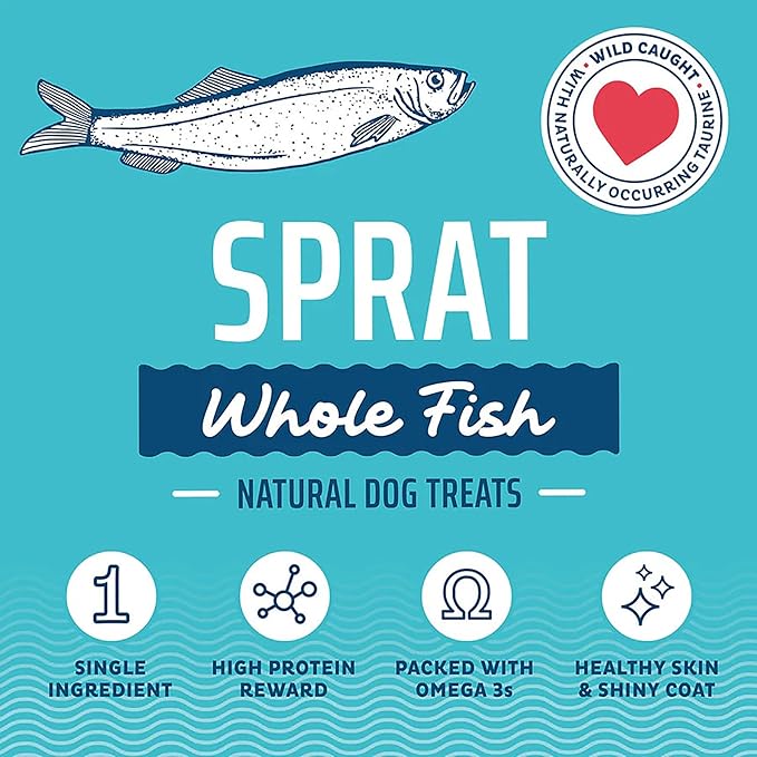 Icelandic+ Whole Fish: Sprat - 2oz Bag - Dog Treats, Wild- Caught, 2.5-3" Crunchy Air-Dried Pet Snacks, Single Ingredient, Just The Fish Nothing Else (Pack of 2)