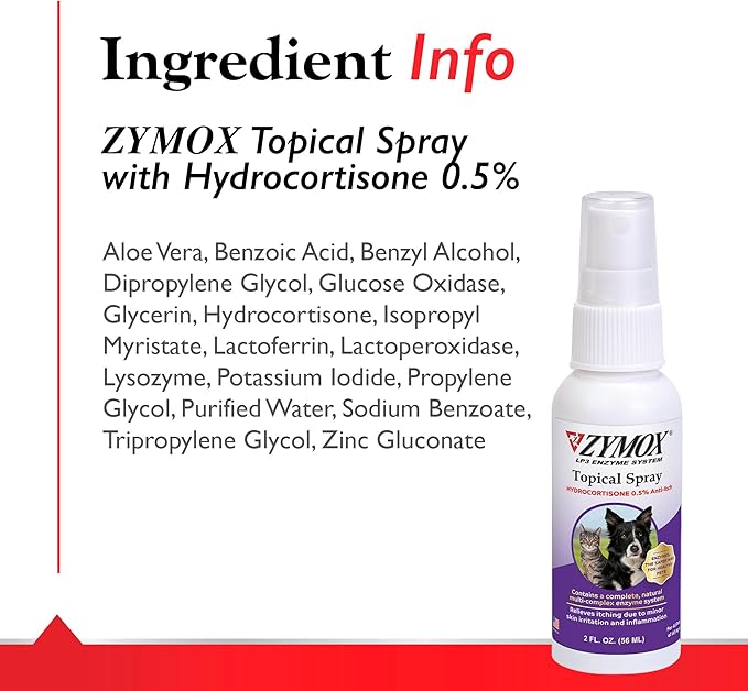 PET KING BRANDS Zymox Topical Hot Spot Spray for Dogs and Cats with .5% Hydrocortisone, 2oz