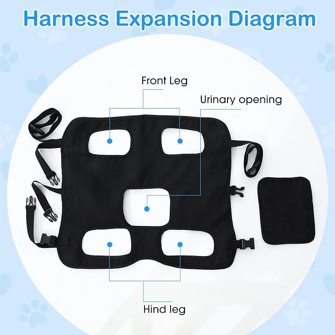 Shinylin Dog Carry Sling Emergency Backpack Pet Legs Support and Rehabilitation Dog Lift Harness Adjustable Lifting Straps Carrier for Senior Dogs Joint Injuries, Arthritis, Hiking, Skiing, Black(XL)