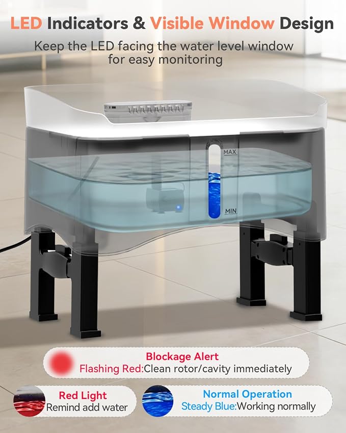 UPSKY 11L Elevated No-Spill Dog Water Fountain with 4 Adjustable Heights | Large Dog Water Dispenser, No-Splash, 304 Stainless Steel Tray, 5-Layer Filtration, for Large/Senior Dogs & Multi-pet Home