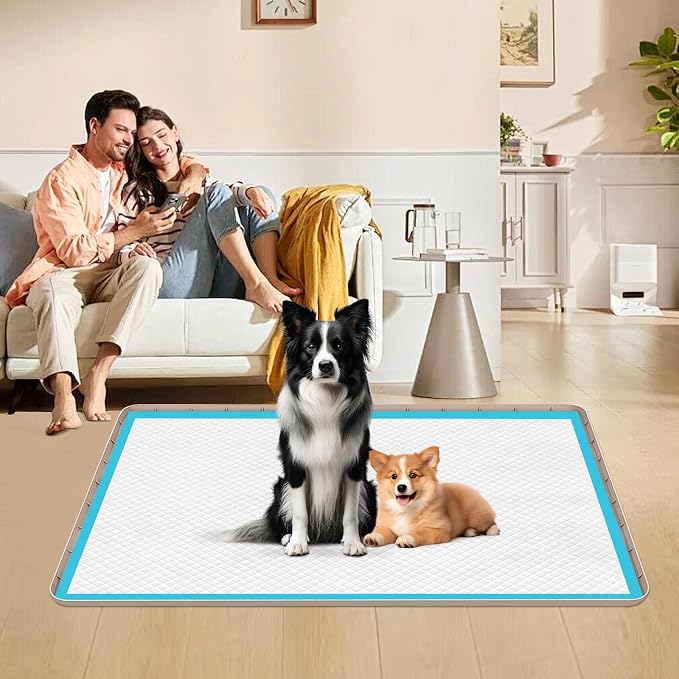 Pee Pad Holder for Dogs 34''x22'' Silicone Puppy Pee Pad Tray, Khaki | Extra Large Dog Potty Tray Leak-Proof, High Edge, No Spill Training Pads for Floor Protection, No Pee Pads