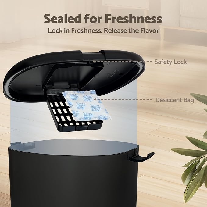 Automatic Cat Feeder, 5G WiFi Auto Cat Food Dispenser with Desiccant Bag, 5L Timed Pet Feeder with Free APP Service, Adjustable Portions Down to 1/12 Cup, Up to 10 Meals Per Day, Dual Power Supply
