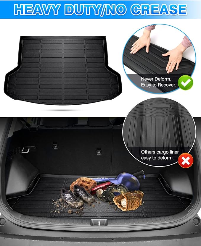 Cartist Cargo Liner Custom Fit for Kia Seltos 2021-2024 2025 2026 in Upper Position(Fits Without Subwoofer)(No SX Turbo Models) All Weather Trunk Floor Mat TPE Waterproof