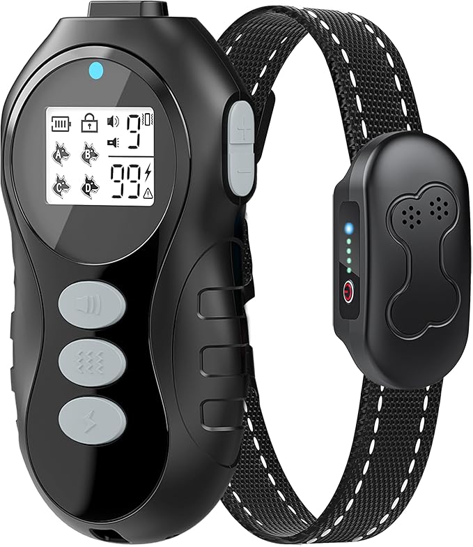 Dog Shock Collar with Remote Control for Dogs 10–120lbs, IPX7 Waterproof Dog Training Collar with Security Lock, 4 Safe Training Modes, Rechargeable Long Battery Life for Small Medium Large Dogs Bk