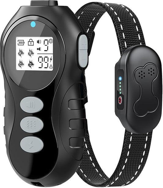 Dog Shock Collar with Remote Control for Dogs 10–120lbs, IPX7 Waterproof Dog Training Collar with Security Lock, 4 Safe Training Modes, Rechargeable Long Battery Life for Small Medium Large Dogs Bk