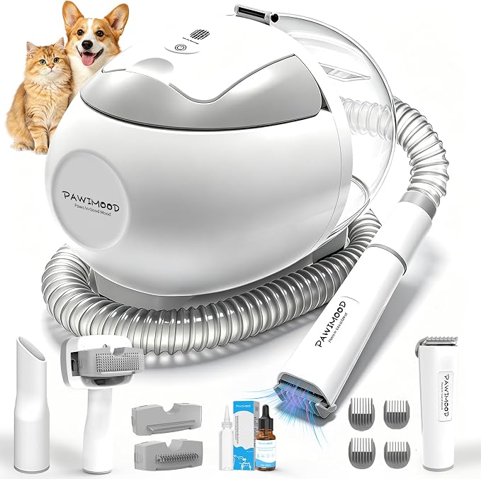 Dog Grooming Vacuum, 13000Pa & 2L Dust Cup & <55dB, 5-in-1 Self-Cleaning Pet Hair Vacuum with Spray Brush for Shedding, Quiet Deshedding Kit for Dogs Cats | self-cleaning with spray brush for shedding,Quiet <55dB,Includes clipper & steam brush,Home gro...