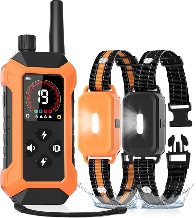 Dog Shock Collar 2 Pack (5–150Lbs), 4400FT Waterproof 2 Dog Training Collar with Remote Control 5 Training Modes Rechargeable Electric Dog Collar with Light, E Collars for Small Medium Large Dogs
