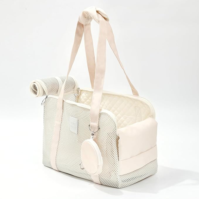 Pet Breathable Mesh Tote Bag, Pet Hands-Free Shoulder Bag,Dog and Cat Lightweight and Comfortable Pet Shoulder Bag, Pet Carrier Purse for Small Dog Cat（Can Hold 10 Pounds）