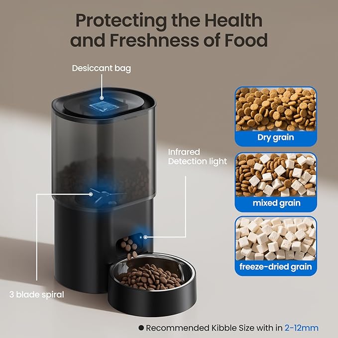 Automatic Cat Feeder and Water Fountain 2-in-1, Smart Timed Cat Food Dispenser with 2.4G WiFi APP Control, Automatic Dog Feeder and Water Dispenser with 10s Voice Recorder for Cats Small Dogs
