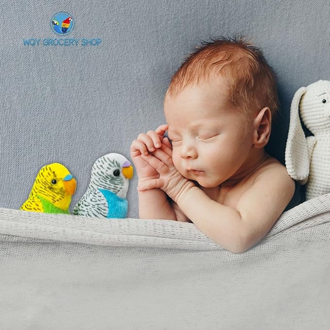 2Pcs Budgerigar Plush Toy, 5.5 inches, Parakeet Plush Toy, Budgie Soft Toy, Bird Stuffed Animal for Kids