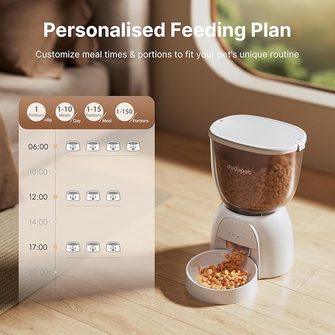 Automatic Cat Feeder 5G WiFi, Automatic Pet Feeder with App Remote Control, 5L Cat Dry Food Dispenser Dual Power,10 Meals Programmable 1-15 Portion Control Auto Cats Feeders for Indoor Use