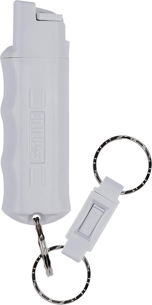 Sabre Pepper Spray - Quick Release Keychain for Easy Carry & Fast Access, Max Police Strength Self Defense OC Spray with UV Dye, 10 Sec. Spray Time, Finger Grip - Faster Aim, 0.54 fl oz,Secure Safety