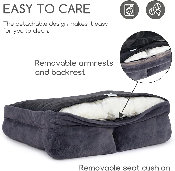 Hollypet Dog Large Cat Bed Puppy Couch Beds for Pets up to 50 lbs | Fluffy Dog Cat Couch Plush Soft Warming Pets Beds with Machine Washable Cover and Non-Slip Bottom