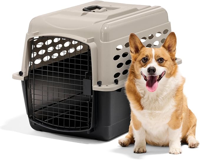 Petmate Vari Dog Kennel - Portable Dog Carriers & Crates for Medium Dogs, Airline-Friendly, Durable Plastic, Pet Carrier For Home and Travel, 28 Inches, Taupe and Black | Airline friendly pet carrier, durable plastic shell, great at home and on trips, ...