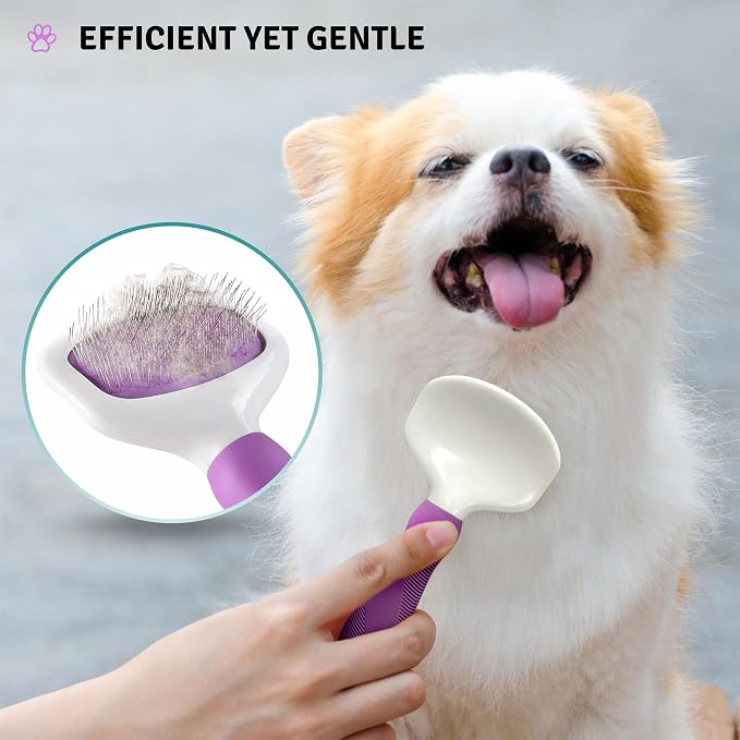 Poodle Pet Bundle - Detangling Pet Comb for Removing Matted Fur, Knots, and Tangles + Dematting Fur Rake Comb Brush for Dogs and Cats + Slicker Brush for Grooming and Deshedding Pet Undercoat Hair