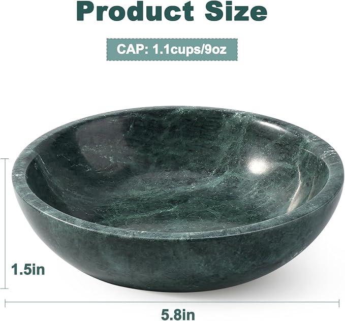 Natural Marble Cat Bowl, Weighted 1.5lb Cat Food Bowl for Cat and Small Dog, Small Animal Pet Food Dish Non-Slip, Shallow Dish for Whisker Fatigue Relief, Premium Green Stone for Home Decor