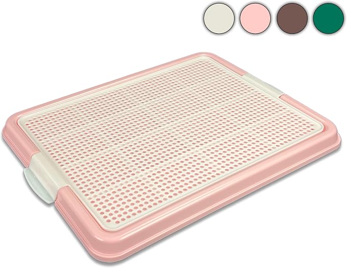 Dog Pee Pad Holder Tray, Puppy Potty Training, 22.5"x16.5", PP Plastic, Snap Lock, 4 Colors (Pink)