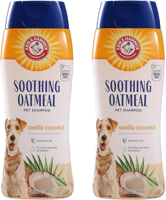 Arm & Hammer for Pets Soothing Oatmeal Dog Shampoo, Vanilla Coconut Scent, Baking Soda Odor Control, Moisturizing Shampoo for Dry Dog Skin, pH Balanced for Dogs, 20 Fl Oz - 2 Pack