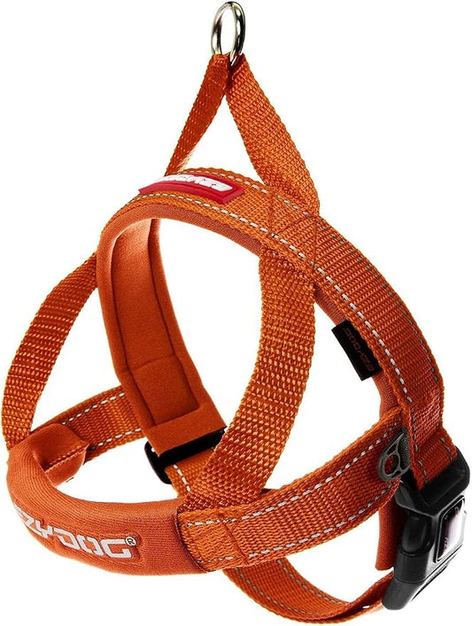 EzyDog Quick Fit Dog Harness, Soft Neoprene Padding - Large, Orange | Fast One-Click Buckle, Adjustable Fit, Strong Reinforced Materials, Reflective Stitching, No Pull Dog Harness, Easy Walking