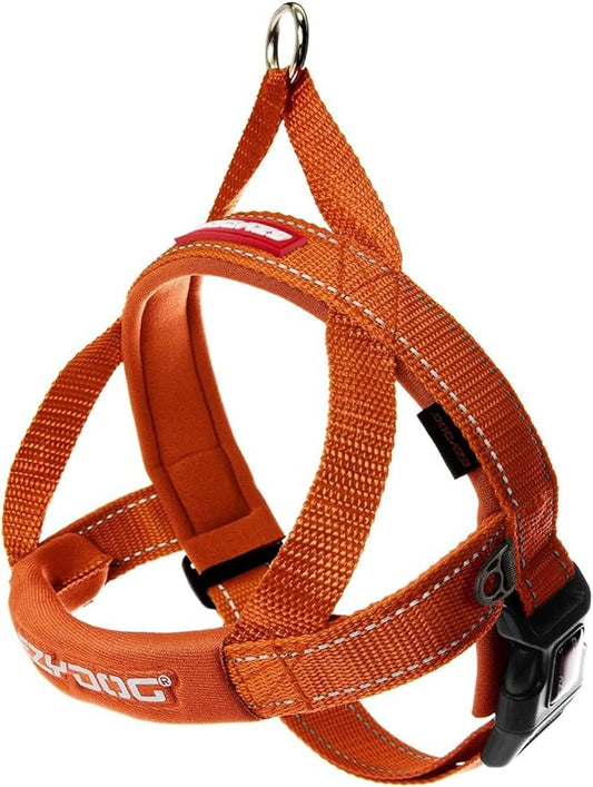 EzyDog Quick Fit Dog Harness, Soft Neoprene Padding - Medium, Orange | Fast One-Click Buckle, Adjustable Fit, Strong Reinforced Materials, Reflective Stitching, No Pull Dog Harness, Easy Walking