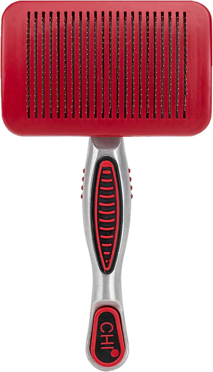 CHI for Dogs Self-Cleaning Slicker Brush, Small Size, 3-Pack | Pivoting head design, fine wire pins, detangles and removes loose hair, for small breed dog coats daily