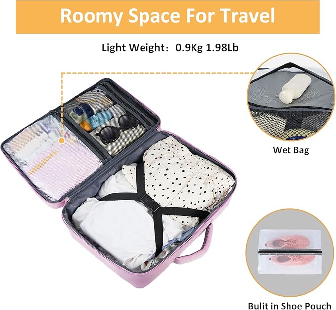 Taygeer Travel Backpack for Men Women, Airline Approved Underseat Personal Item with 17.3 inch Laptop Compartment, TSA Friendly Mochila for Business Hiking Weekend, Carry On Backpack, Orchid Purple