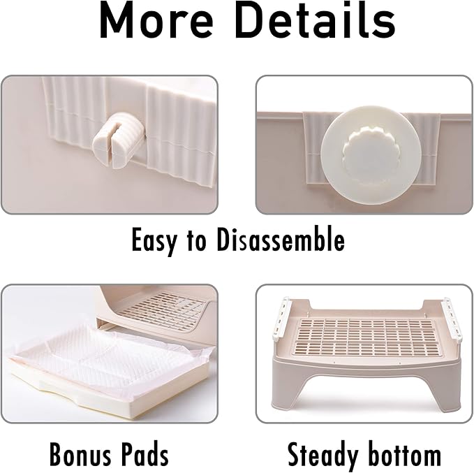CalPalmy Large Rabbit Litter Box with 10PCS Bonus Pads, Bunny Corner Toilet Box with Drawer and Bigger Pet Pan for Adult Guinea Pigs, Chinchilla, Ferret, Galesaur, Small Animals
