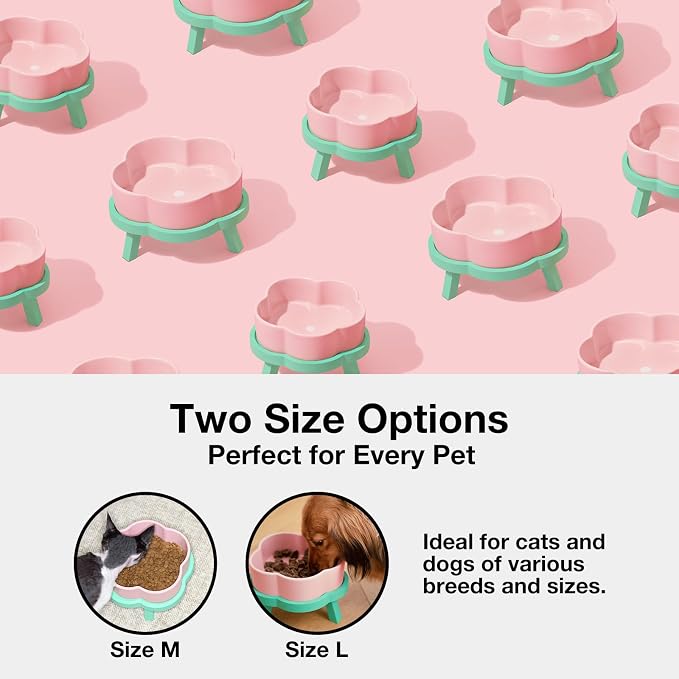 VETRESKA Elevated Dog Bowls Large, 64 oz Ceramic Raised Dog Bowl | Flower-Shaped Food Water Bowl with Bamboo Stand, Pet Feeding Dish Bowls for Medium/Large Dogs and Cats