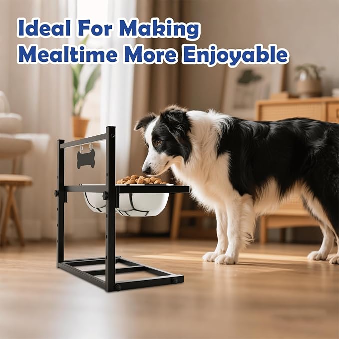 ADENGL Elevated Dog Bowls for Dogs,Raised Dog Bowl Stand with Two 1700ML Stainless Steel Bowls, Adjustable Tall Dog Food Water Bowls