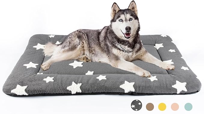 Mora Pets Dog Crate Pad Dog Bed for Crate Washable Flat Pet Kennel Mat Cute | Ultra Soft Dog Bed Mat, Crate Pad for Dog Cages Cozy Sleeping Liner, Pet Pillow Cushion Large Anti Slip Grey 48 x 29 In