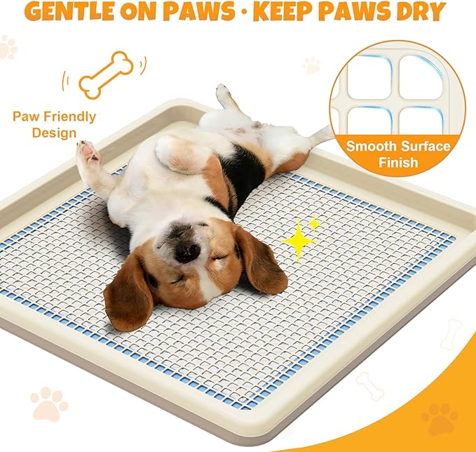 Dog Potty Tray Fits 22 x 22 In Pee Pad, Potty Training for Puppy Pad Holder | No More Torn Pee Pads, Smooth Dry-Paw Grid, Easy-Clean, Leak-Resistant Indoor Dog Potty For Apartments Balconies Rainy Days