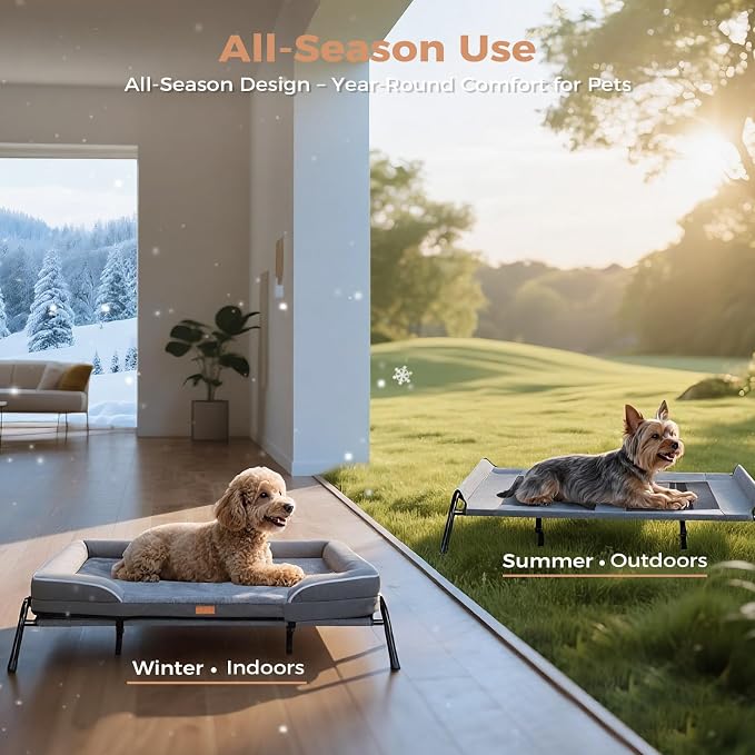 Lekereise Raised Dog Bed for Small Dogs, Waterproof Elevated Dog Cot, Outdoor Cooling Pet Bed